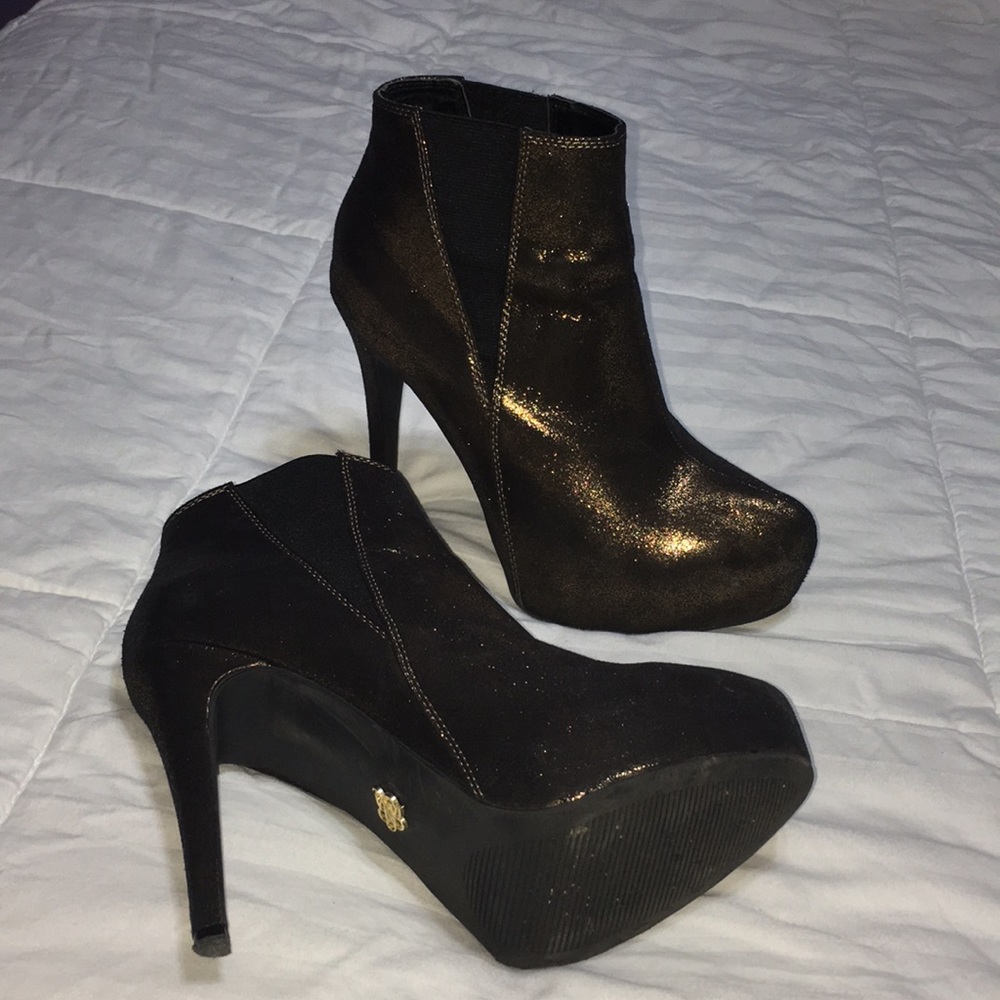 Gold glitter platform booties Rock Republic